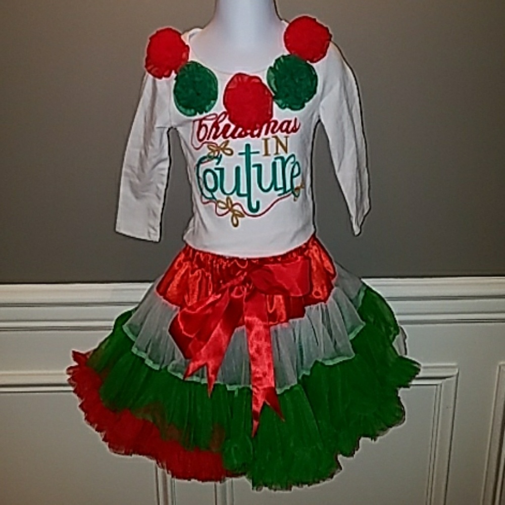 🌲Christmas In Couture Top and Skirt Set 2t 🎅